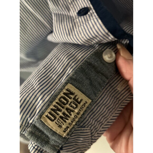 Buffalo David Bitton Slim Fit Men's Size XL/TG Blue Striped Cotton Casual Shirt - Picture 11 of 16